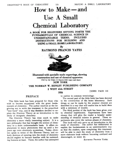 Everyday Engineering Series Raymond Francis Yates How To Make And Use A Small Chemical Laboratory The Norman W Henley Pub Co 1920