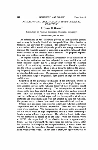Radiation And Collision In Gaseous Chemical Reactions 1927